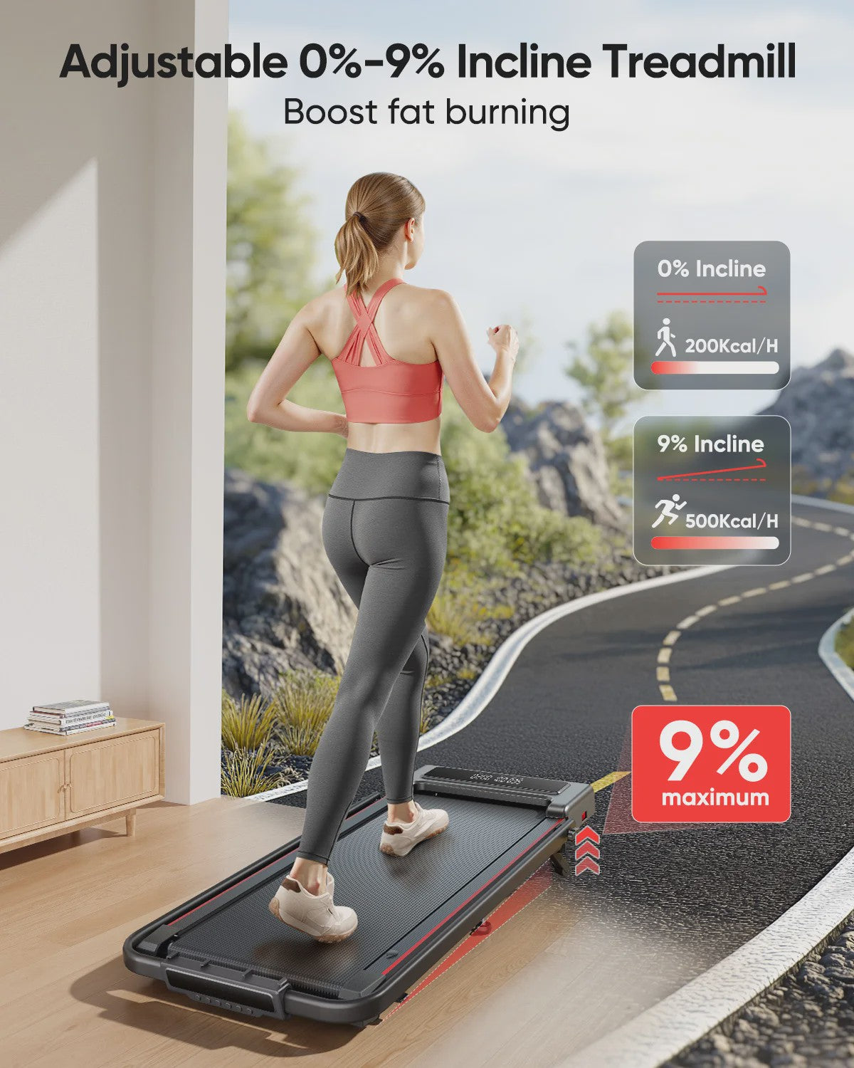 Toputure Elektrische Opvouwbare Loopband met Helling & App Controle - Ideaal voor Thuis & Kantoor