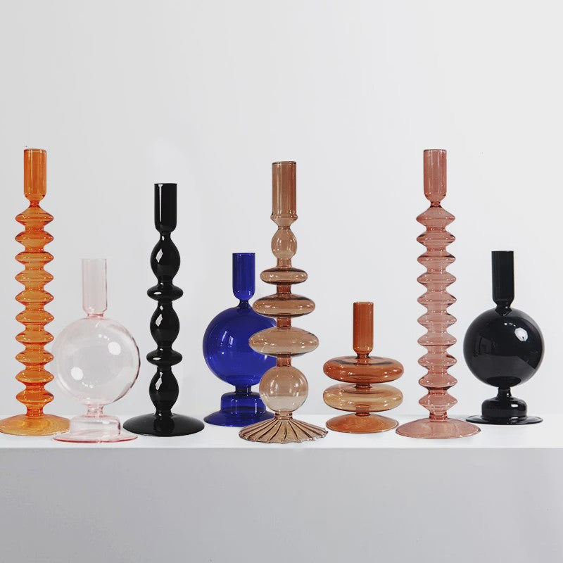 Set van 10 Luxe Glazen Kandelaars - Sfeervolle Decoratie voor Woonkamer, Bruiloft & Feest