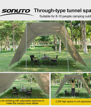 Ruime Camping Tent 22m² Zon- en Regenbescherming voor 8-10 Personen