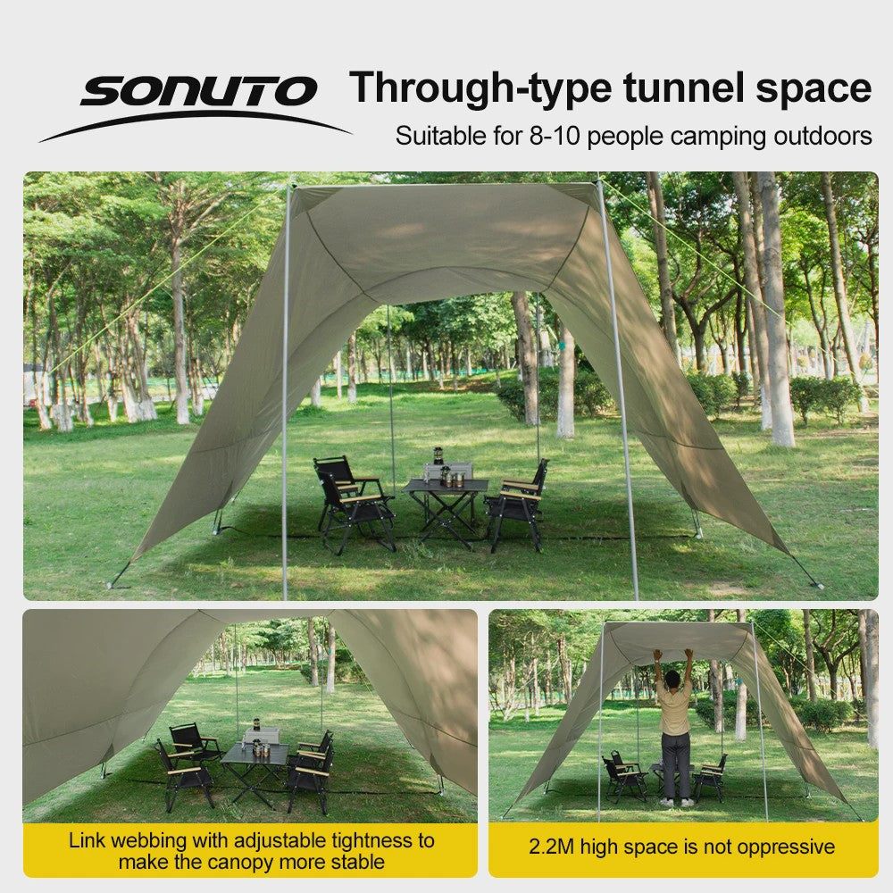 Ruime Camping Tent 22m² Zon- en Regenbescherming voor 8-10 Personen