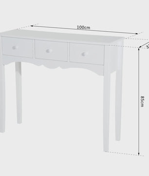 Stijlvolle Console Tafel met 3 Lades en Plank - 100x32x85cm