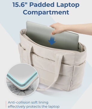 BAGSMART Grote Puffer Tote Bag - Stijlvolle en Ruime Handtas voor Werk, Studie en Shoppen