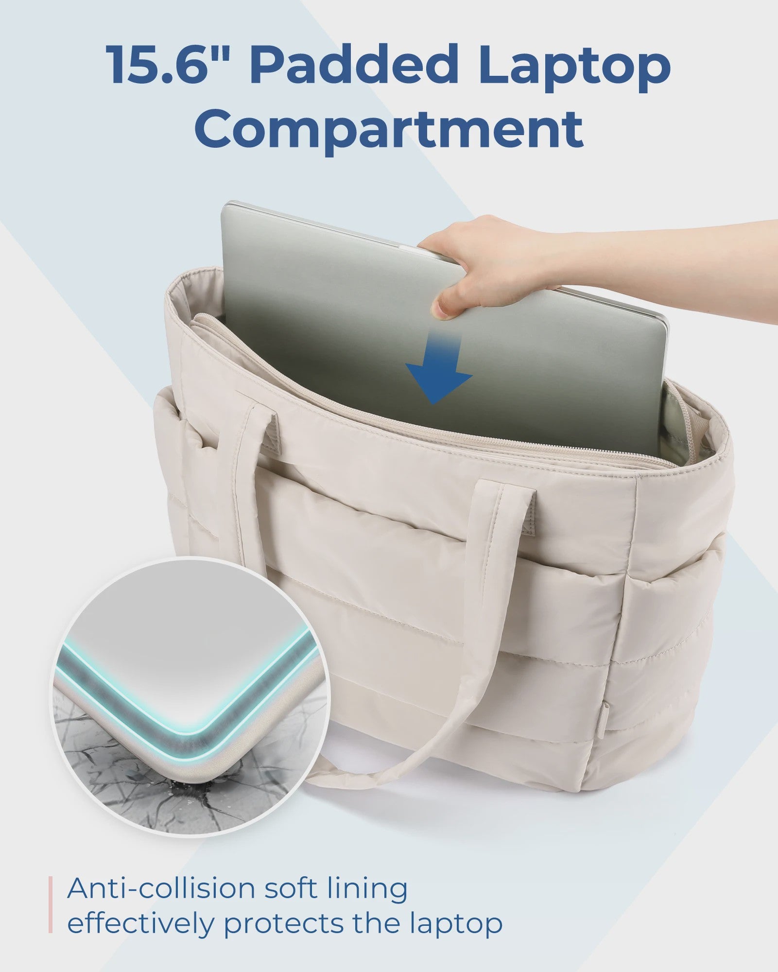 BAGSMART Grote Puffer Tote Bag - Stijlvolle en Ruime Handtas voor Werk, Studie en Shoppen