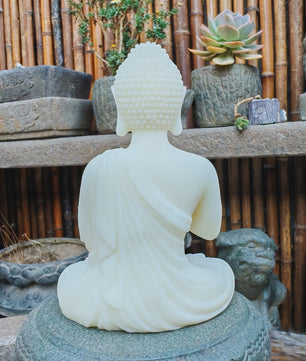 Sfeervolle Buddha Beeldje - Mediterende Boeddha Decoratie - Kunststeen