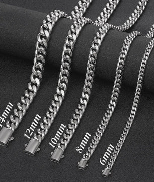 Zilverkleurige Roestvrij Staal Cubaanse Miami Link Ketting (6mm-14mm)