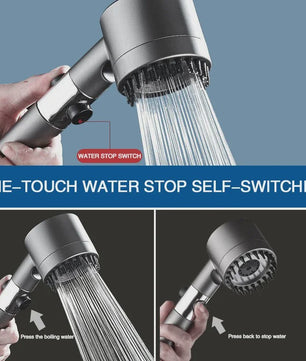 Luxe Filter Douchekop met 3 standen, Massageborstel & Regenfunctie - Verhoogt Waterdruk en Reinigt Water