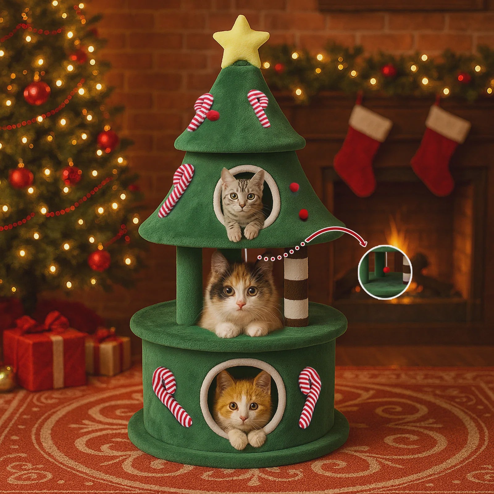 Kerstboom Kattenkrabpaal: Speelparadijs met Meerdere Verdiepingen en Krabmogelijkheden
