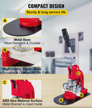 Professionele Badge Maker Machine: Maak Zelf Pins & Broches (25-75mm) - Inclusief 500/1000 Onderdelen