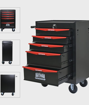 Mobiele Gereedschapswagen met 5 Lades - Zwart/Rood