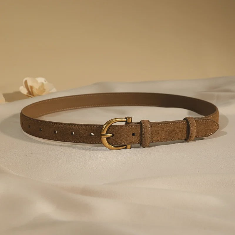 Luxe Suède Riem voor Dames met Stijlvolle Gouden Gesp - Echt Leer