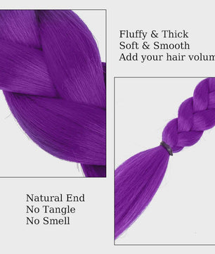 Paarse Vlecht Haarstuk met Clips - 26 Inch Synthetisch Verlengstuk voor Kinderen