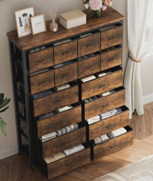 Ladekast met 16 Lades - Hoge Commode Organizer voor Slaapkamer