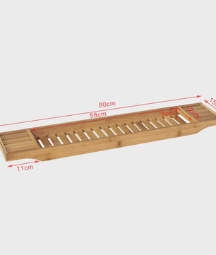 Luxe Bamboe Badplank 80cm - Extra Lang & Gelakt - Met Houders voor Wijn en Kaars