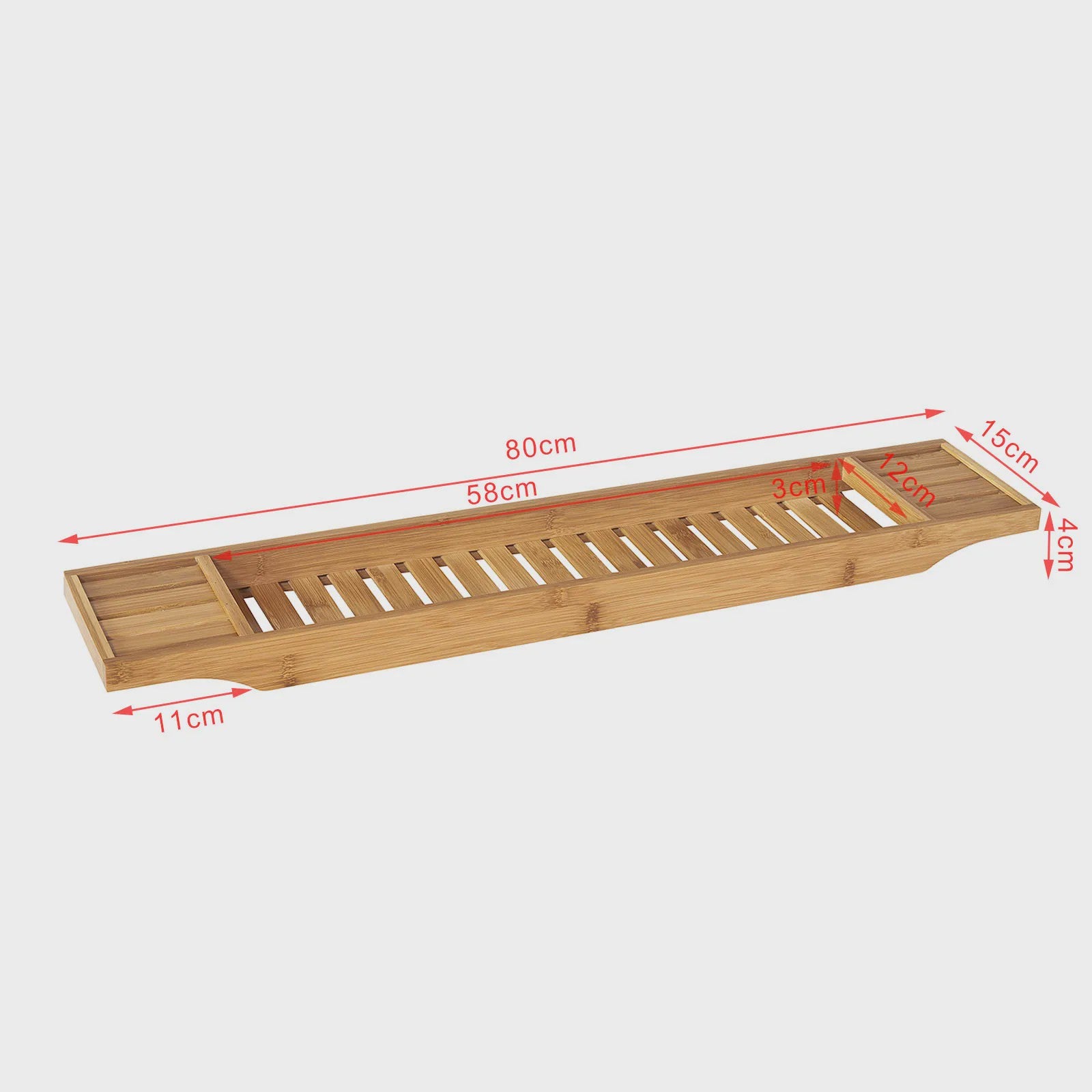 Luxe Bamboe Badplank 80cm - Extra Lang & Gelakt - Met Houders voor Wijn en Kaars