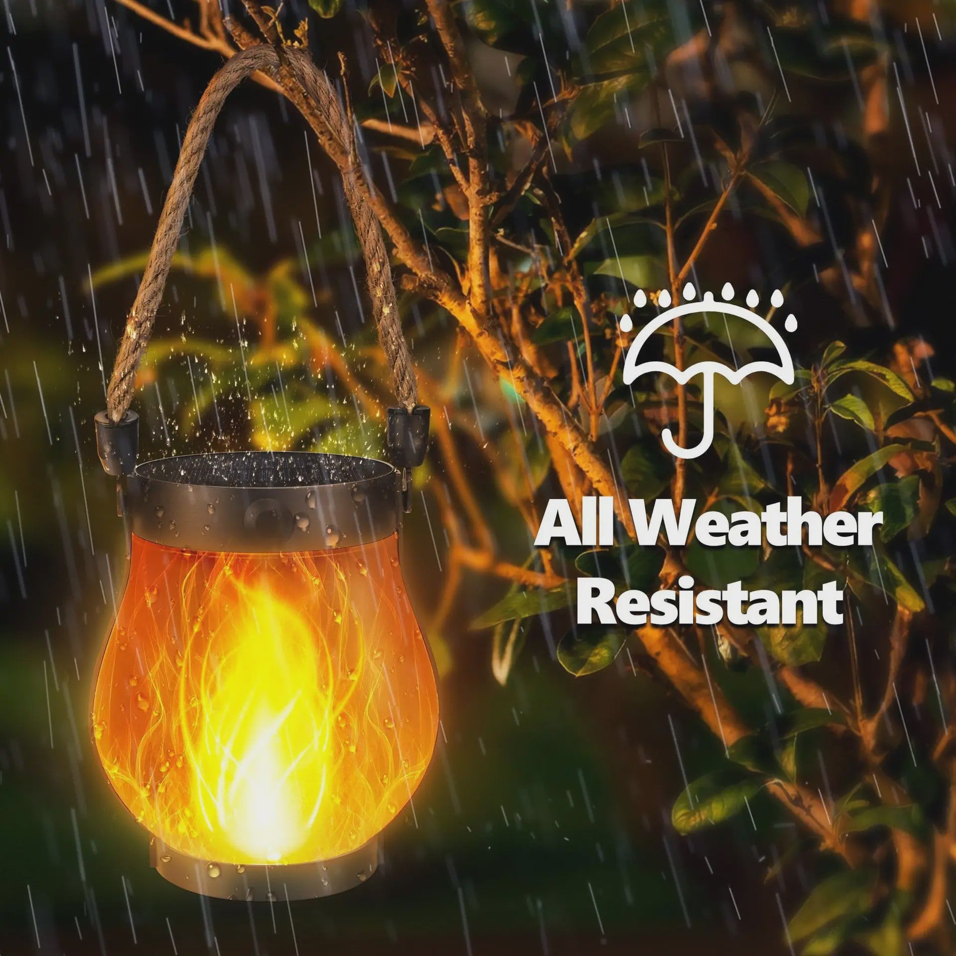 Solar Vlam Lantaarn met Touw - Type-C Snel Opladen & Waterdicht