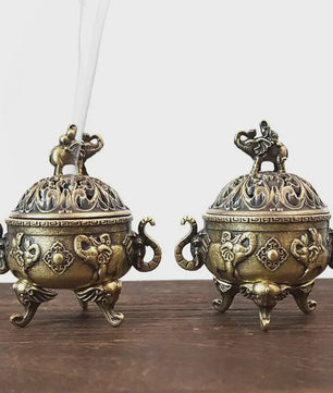 Bronzen Olifant Lotus Wierookbrander - Sfeervolle Decoratie voor Meditatie & Huis