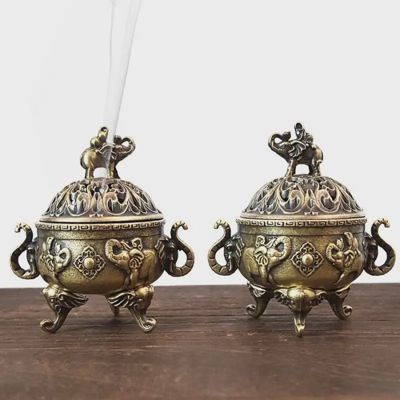 Bronzen Olifant Lotus Wierookbrander - Sfeervolle Decoratie voor Meditatie & Huis