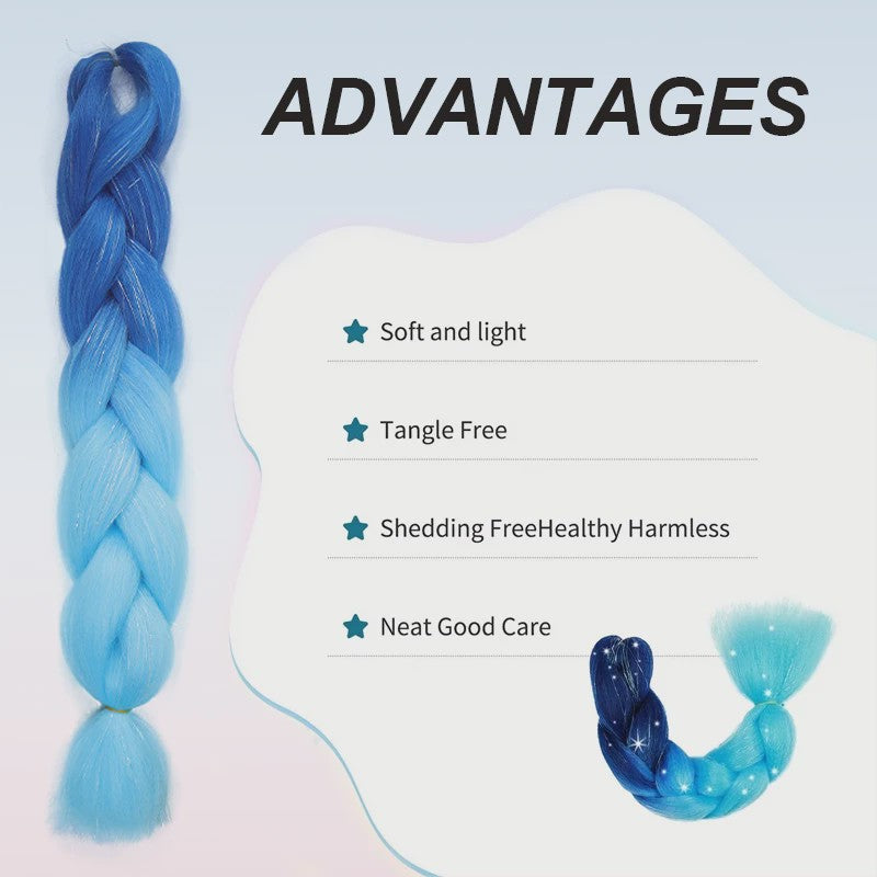 Glanzende Regenboog Jumbo Vlechten met Tinsel - Synthetisch Haar voor Festivals & Feesten