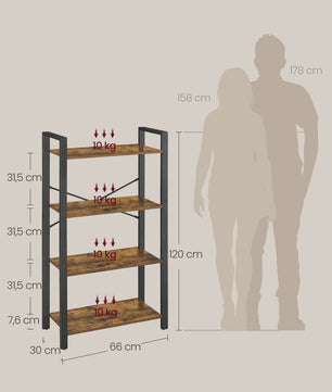 VASAGLE Boekenkast - Stijlvolle Opbergkast met 4, 5 of 6 Niveaus - Industrieel Design