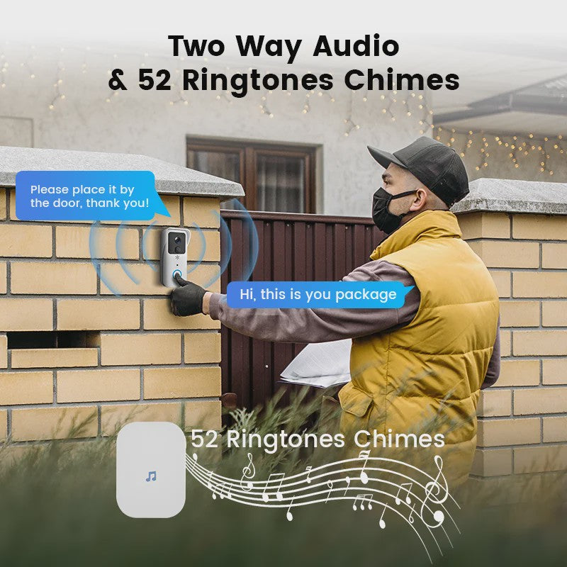 Slimme WiFi Video Deurbel met 1080P Camera, Tweeweg Audio & Nachtzicht - Tuya App