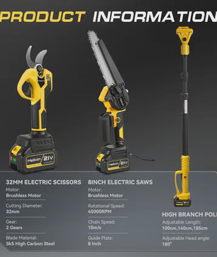 Mellwin 4-in-1 Snoei- en Zaagset: Elektrische Snoeischaar, Kettingzaag & Telescoopsteel