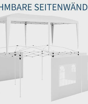 Klapgazebo 3x6m Wit - Ruime Feesttent met 6 Zijwanden voor Feest, Camping & Tuin