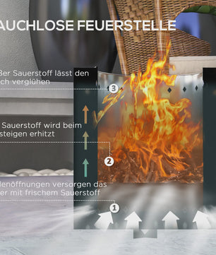 Outsunny Rookloze Terras Vuurschaal met Schep - Compact en Stijlvol voor Buiten