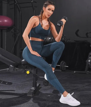 Naadloze Dames Sportset: Yoga Set met Hoge Taille Legging & Sport Top voor Fitness en Gym