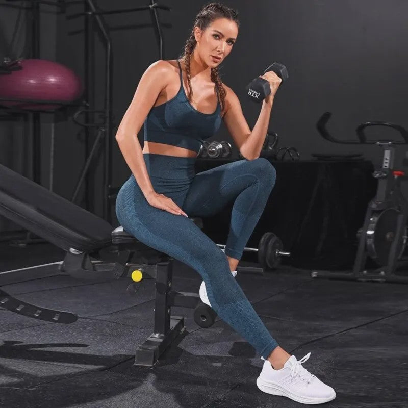 Naadloze Dames Sportset: Yoga Set met Hoge Taille Legging & Sport Top voor Fitness en Gym