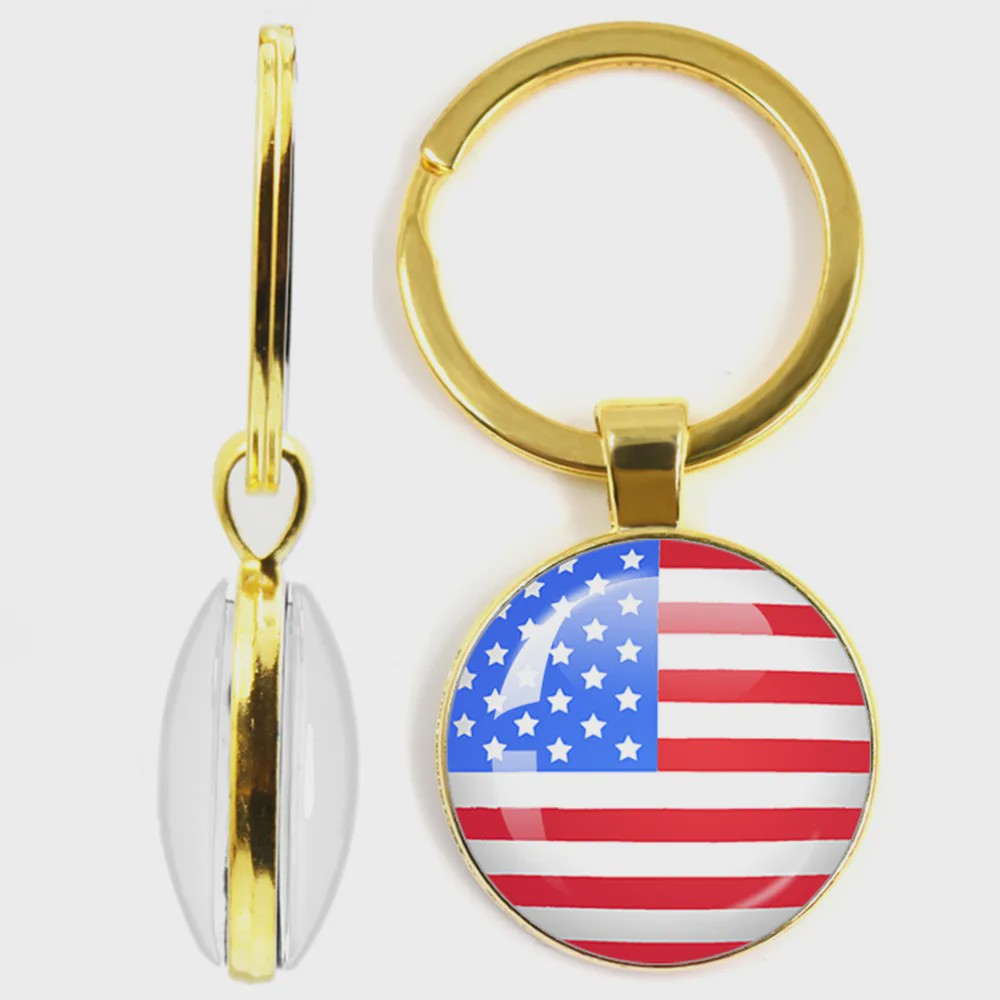 Soviet Union,Brazil,Canada,Netherlands,Israel,Syria,Venezuela,United States,Spain National Flag Series Double-Sided Keychain
