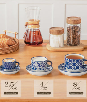 Vancasso Porseleinen Espressokopjes Set met Schoteltjes en Metalen Standaard (6/12 stuks)