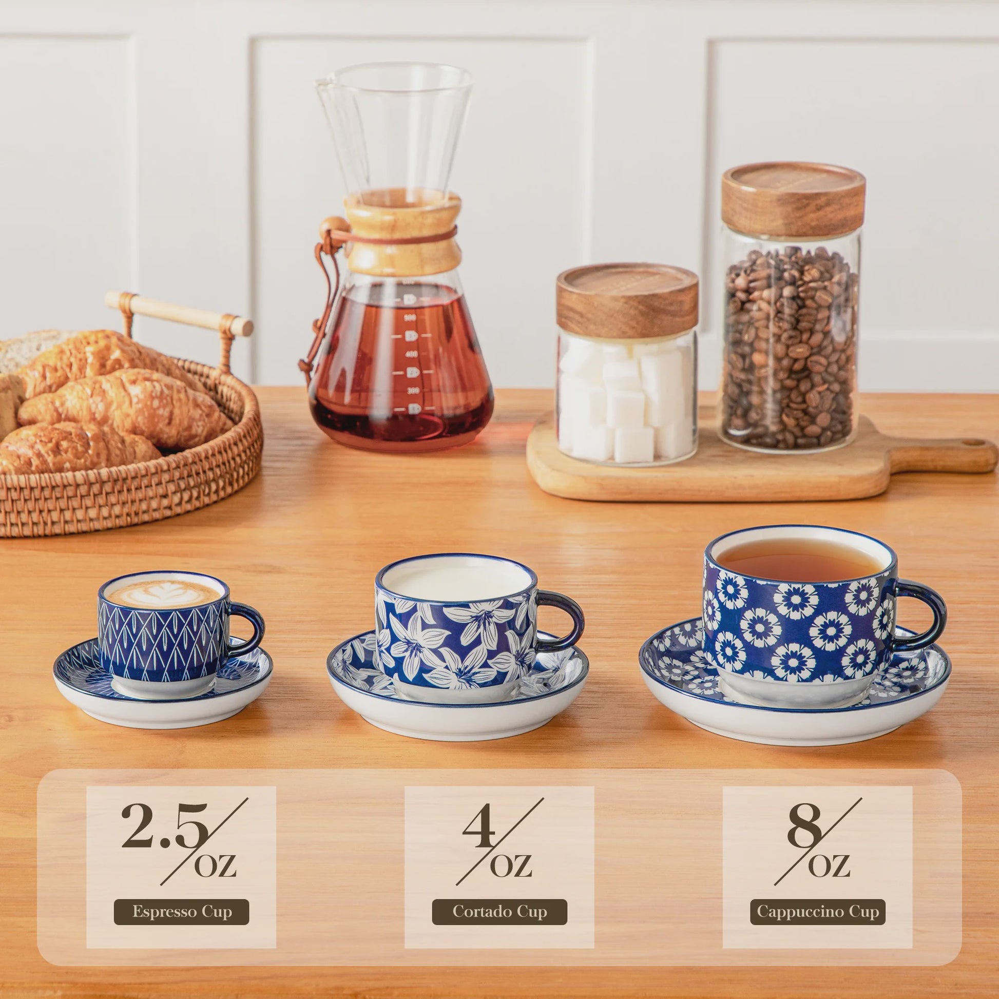 Vancasso Porseleinen Espressokopjes Set met Schoteltjes en Metalen Standaard (6/12 stuks)