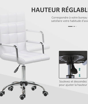 HOMCOM desk Chair armchair manager pivoting height adjustable white padding synthetic coating