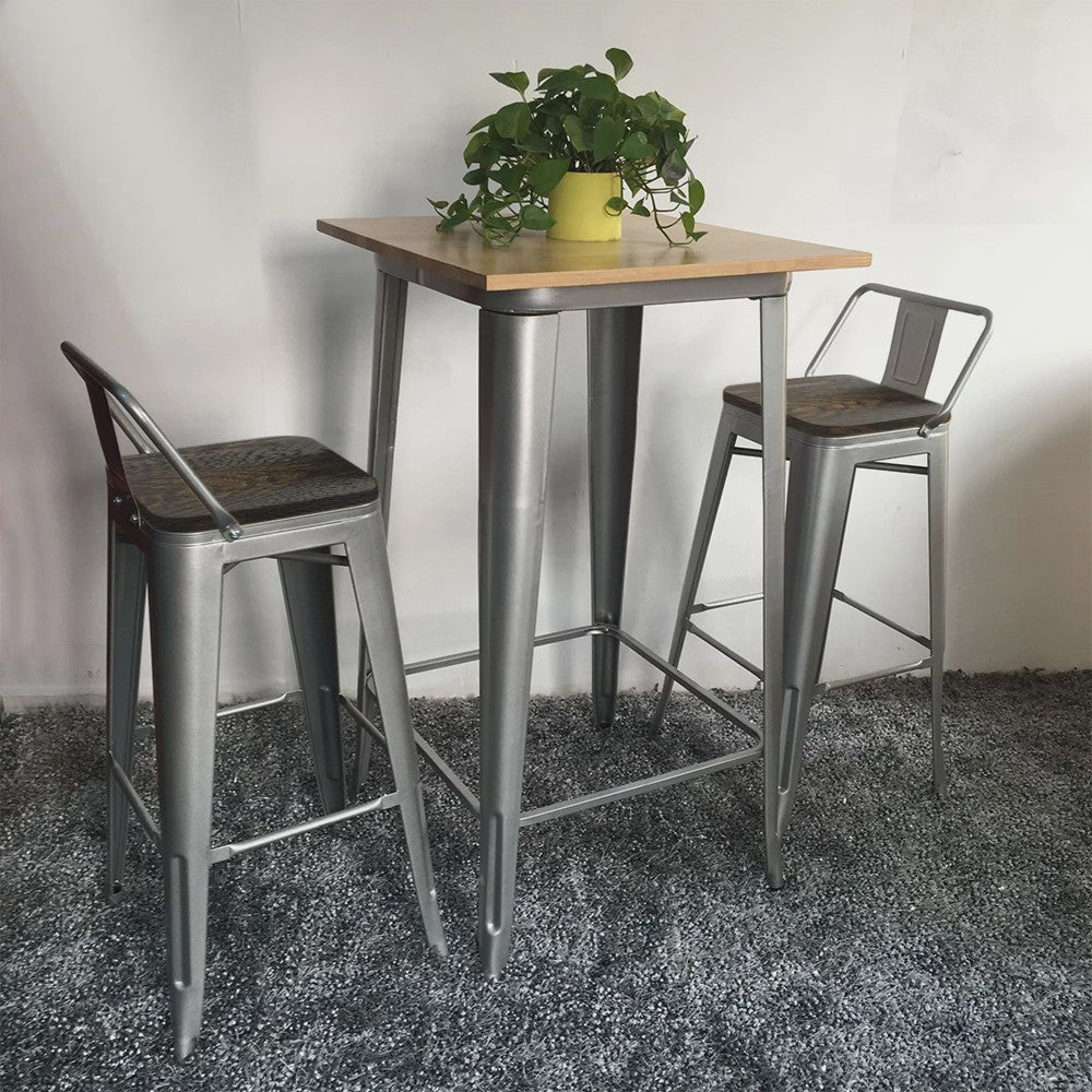 Set van 4 Metalen Barkrukken met Rugleuning - 84 cm Hoog - Stapelbaar - Vintage/Industriële Stijl