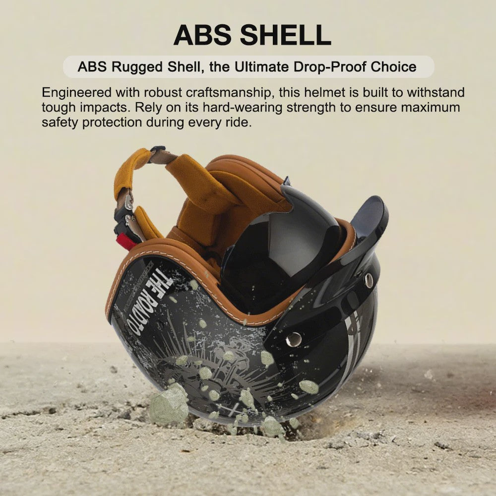 Handgeschilderd Open Face Motorhelm met Vizier - Lichtgewicht ABS & 3C Gecertificeerd