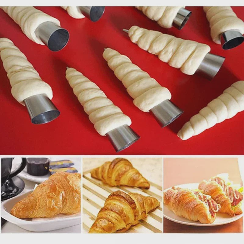 Set van 5 RVS Gebak Hoorns - Voor Croissants, Gebak & Dessert