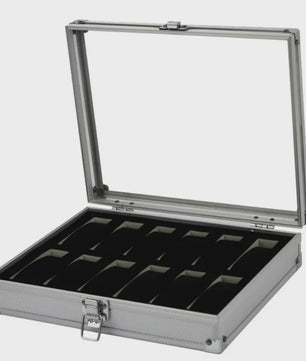 Aluminium Horlogedoos met 12 Vakken - Luxe Opberg- en Display Case