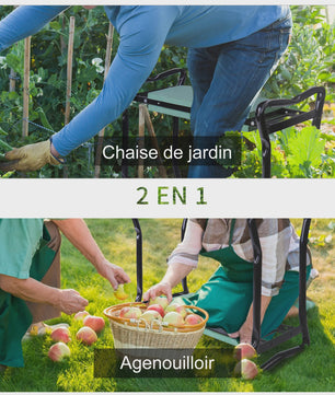Opvouwbare Tuinstoel en Knieler met Comfortabel EVA Kussen - Zwart/Groen