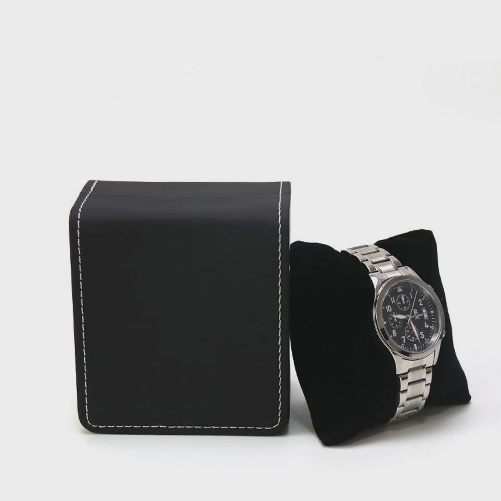 Stijlvolle Zwarte Horloge Cadeaubox - PU Leer, Inclusief Kussen - Perfect voor Mannen