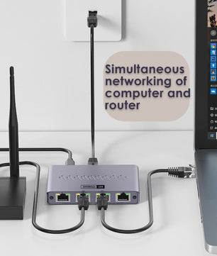 Gigabit 1x4 Ethernet Splitter 1000Mbps RJ45 LAN - Verdeel Internet naar 4 Apparaten