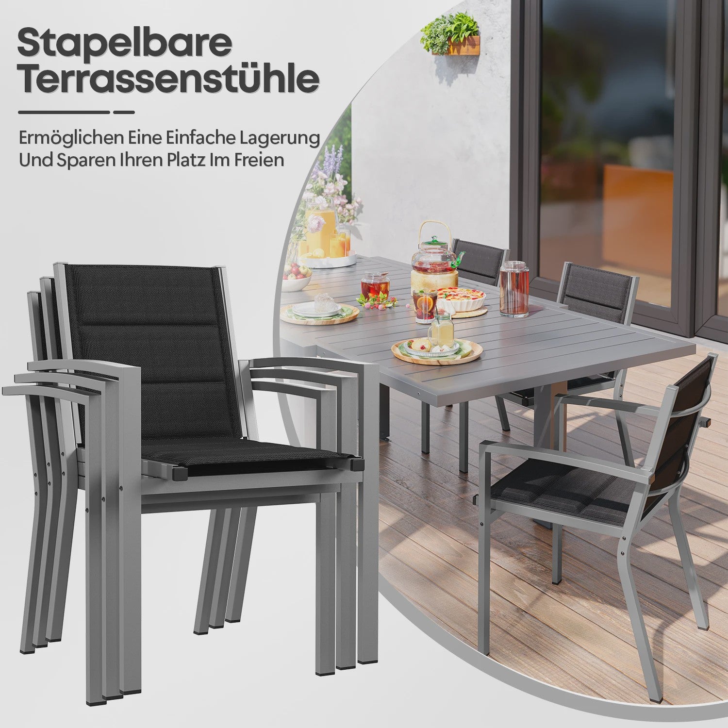 Set van 2 Devoko Tuinstoelen - Weerbestendig Aluminium, Ideaal voor Tuin, Balkon & Camping