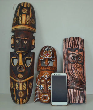 Handgesneden Afrikaans Houten Masker - Decoratieve Muurdecoratie met Tribale Kunst (50cm)