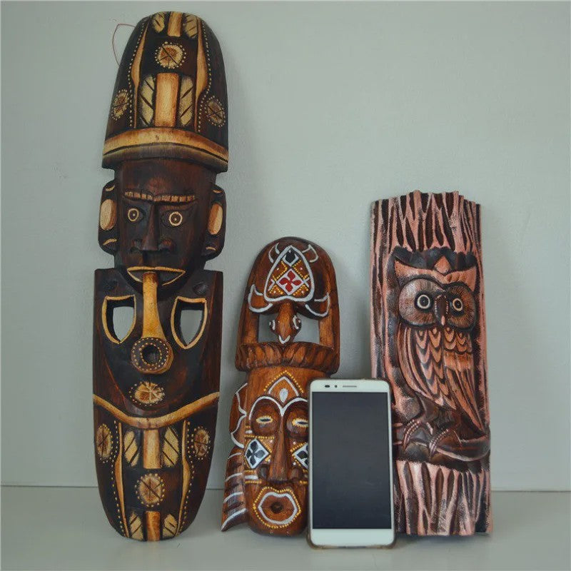 Handgesneden Afrikaans Houten Masker - Decoratieve Muurdecoratie met Tribale Kunst (50cm)