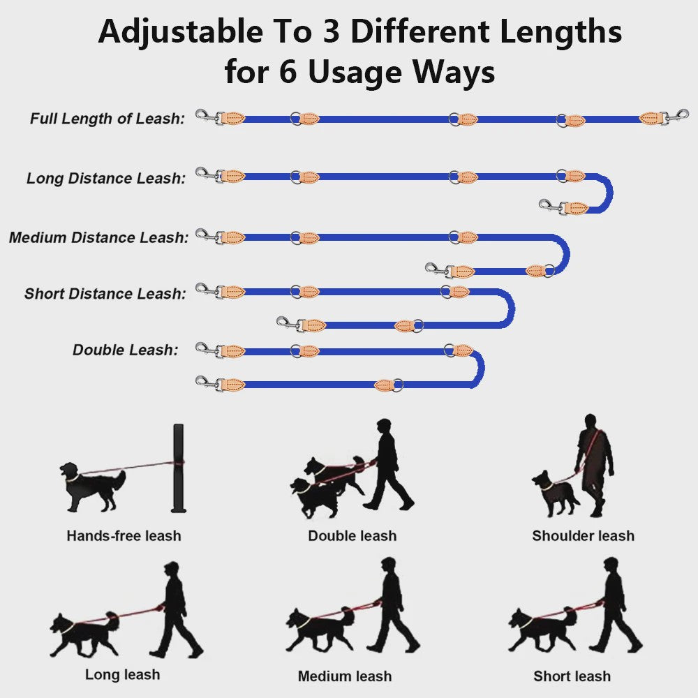 Verstelbare Nylon Dubbele Hondenlijn - Handsfree en Multifunctioneel voor 1 of 2 Honden