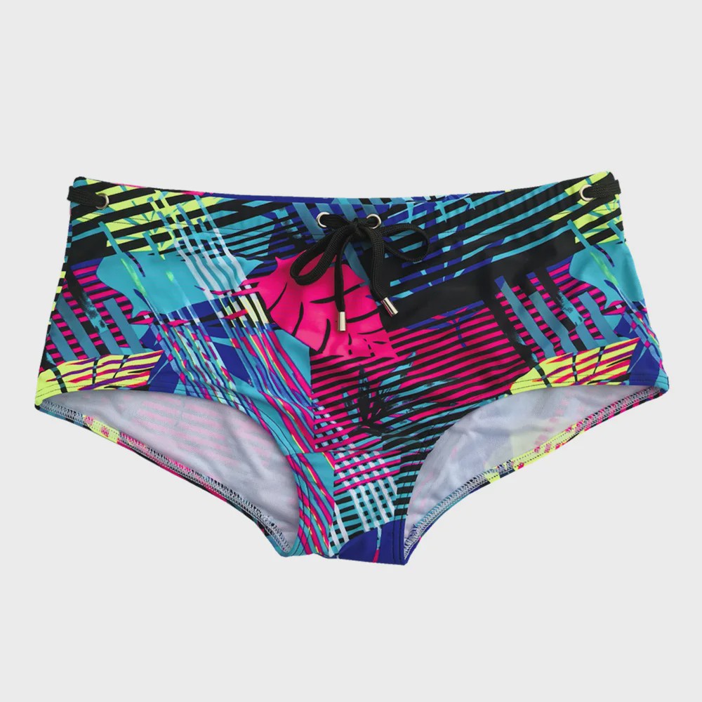 Herenshorts Zwembroek met Bladprint - Braziliaanse Snit - Sneldrogend