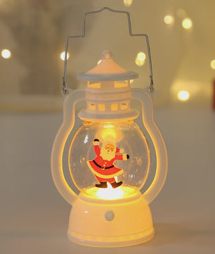 Draagbare LED Kerst Lantaarn met Kerstman & Sneeuwpop - Sfeervolle Binnen Decoratie op Batterijen