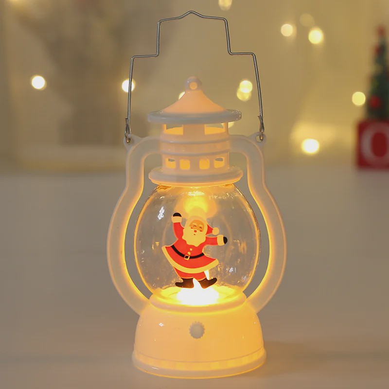 Draagbare LED Kerst Lantaarn met Kerstman & Sneeuwpop - Sfeervolle Binnen Decoratie op Batterijen