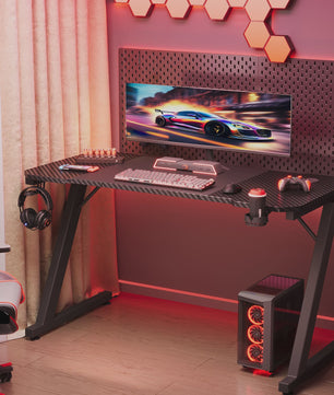 Devoko Gaming Bureau 120x60 cm met Hoofdtelefoonhaak en Carbon Fiber Afwerking