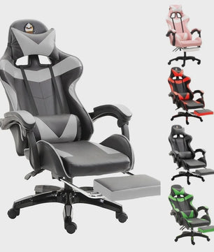 Ergonomische Gaming Stoel met Voetensteun, Lendesteun en Kattenoren Kussen - Zwart