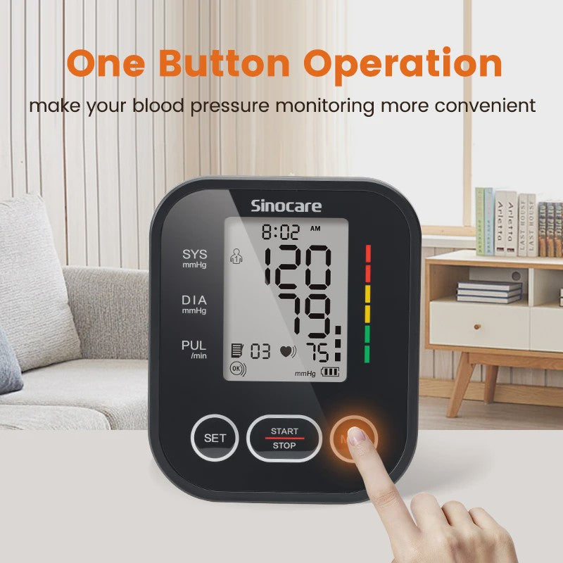 Sinocare ARM-30E+ Automatische Bloeddrukmeter met Hartslagmeter en Lange Manchet